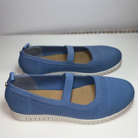 Taryn Rose Nordstrom Mary Jane Slip on Light Blue Flexible Knit Flats - Picture 5 of 7